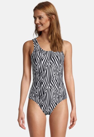 BECO the world of aquasports Bustier Badeanzug 'Zebra Vibes' in Schwarz: Vorderseite