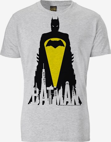 LOGOSHIRT Shirt 'Batman - Skyline' in Grey: front