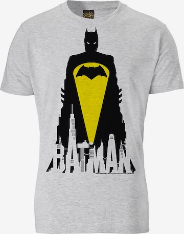 LOGOSHIRT Shirt 'Batman - Skyline' in Grey: front