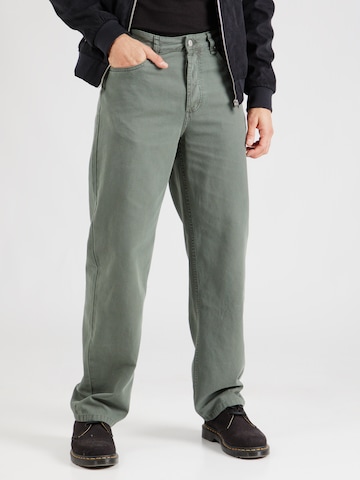 TOPMAN Regular Trousers in Green: front