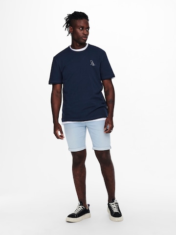 Only & Sons Slimfit Shorts in Blau