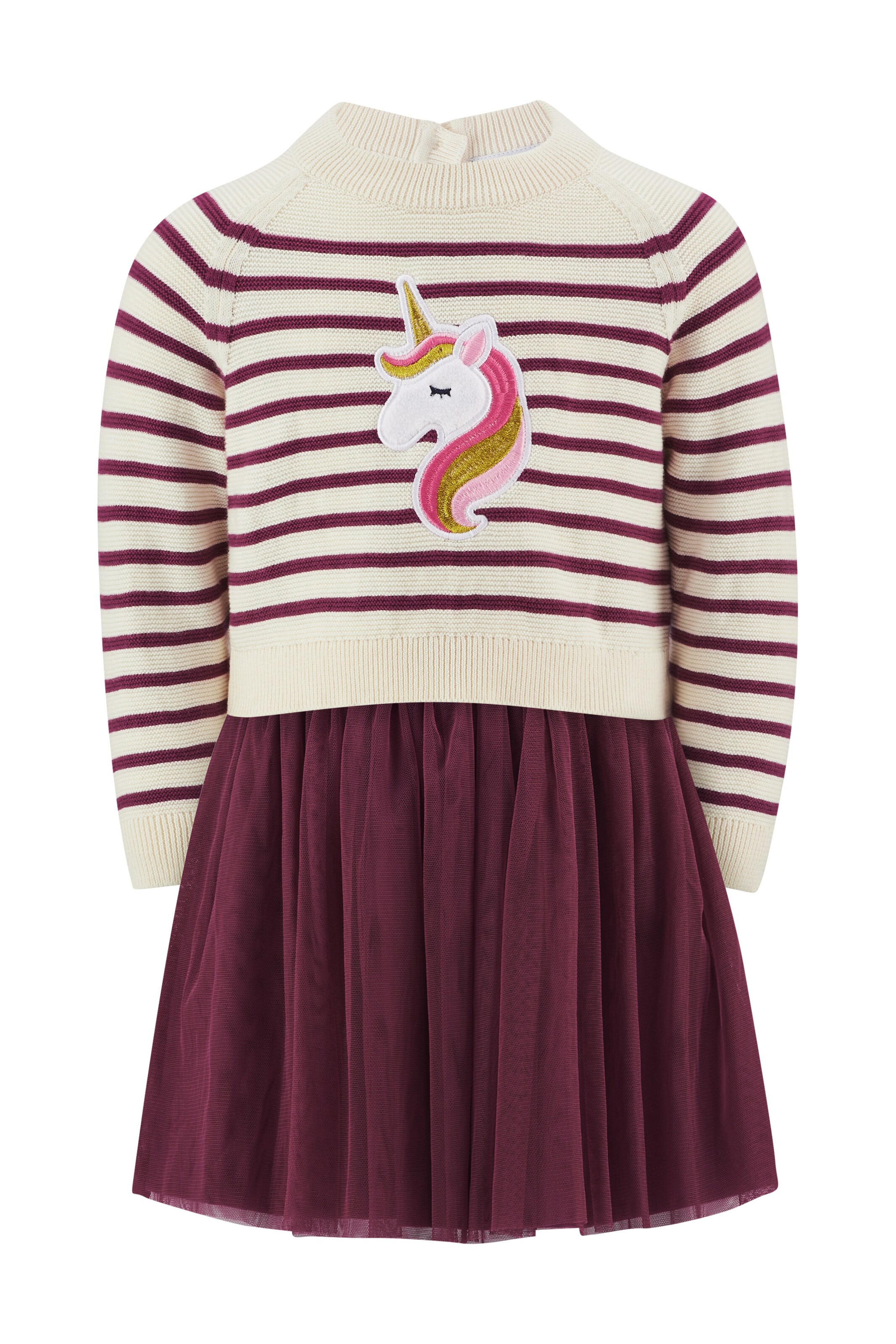 happy girls Set: Kleid und Pullover in Rot: Vorderseite