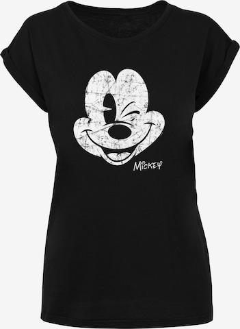 F4NT4STIC Shirt 'Disney Mickey Mouse Since Beaten Face Char Cadt' in Zwart: voorkant