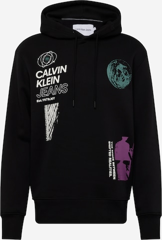 Sweat-shirt Calvin Klein Jeans en noir : devant