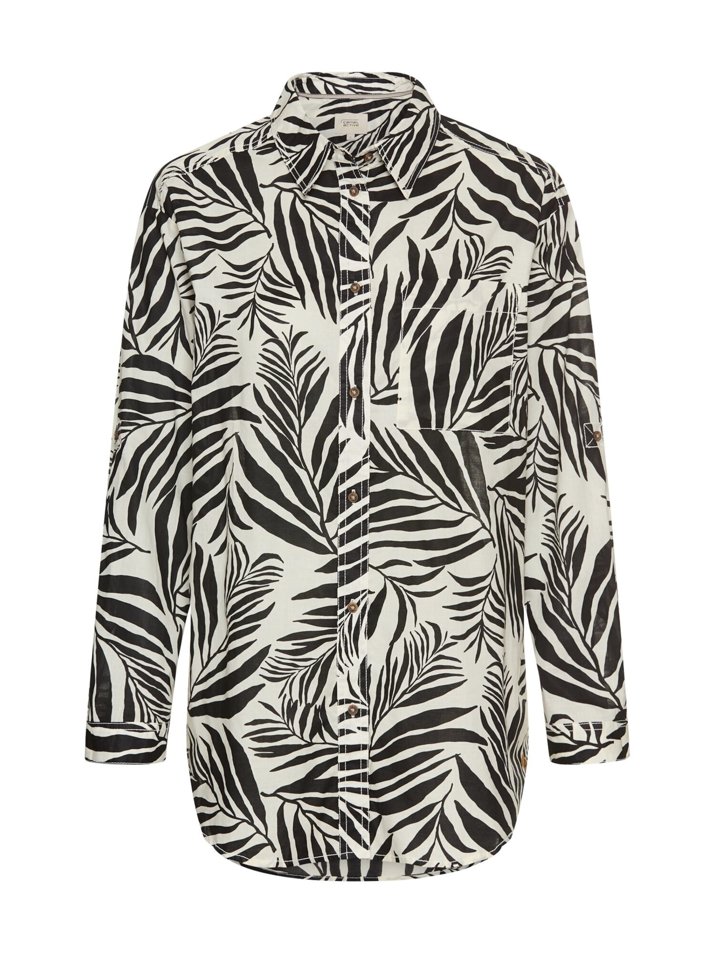 CAMEL ACTIVE Hemdbluse mit Blumenprint aus Baumwolle in Schwarz: Vorderseite