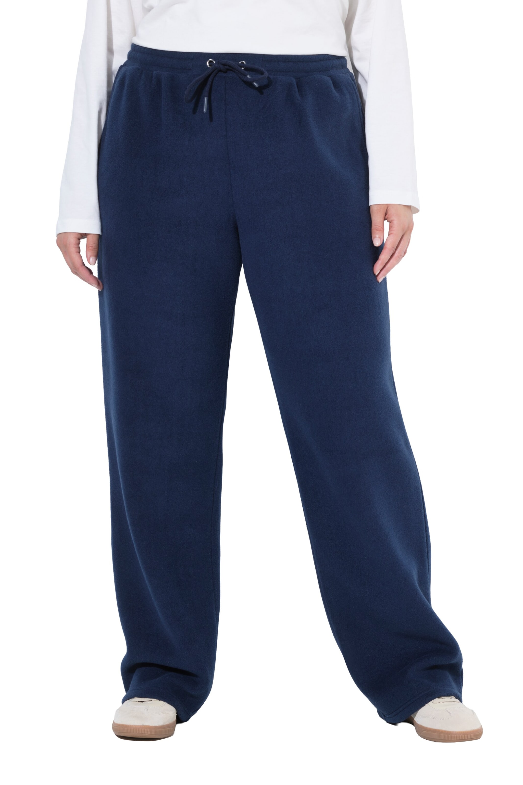 Ulla Popken Wide leg Broek in Blauw: voorkant