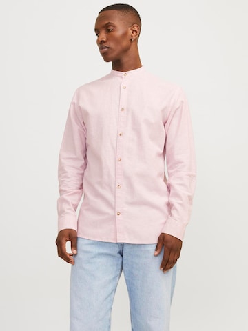 JACK & JONES Comfort fit Button Up Shirt 'Summer Band' in Pink: front