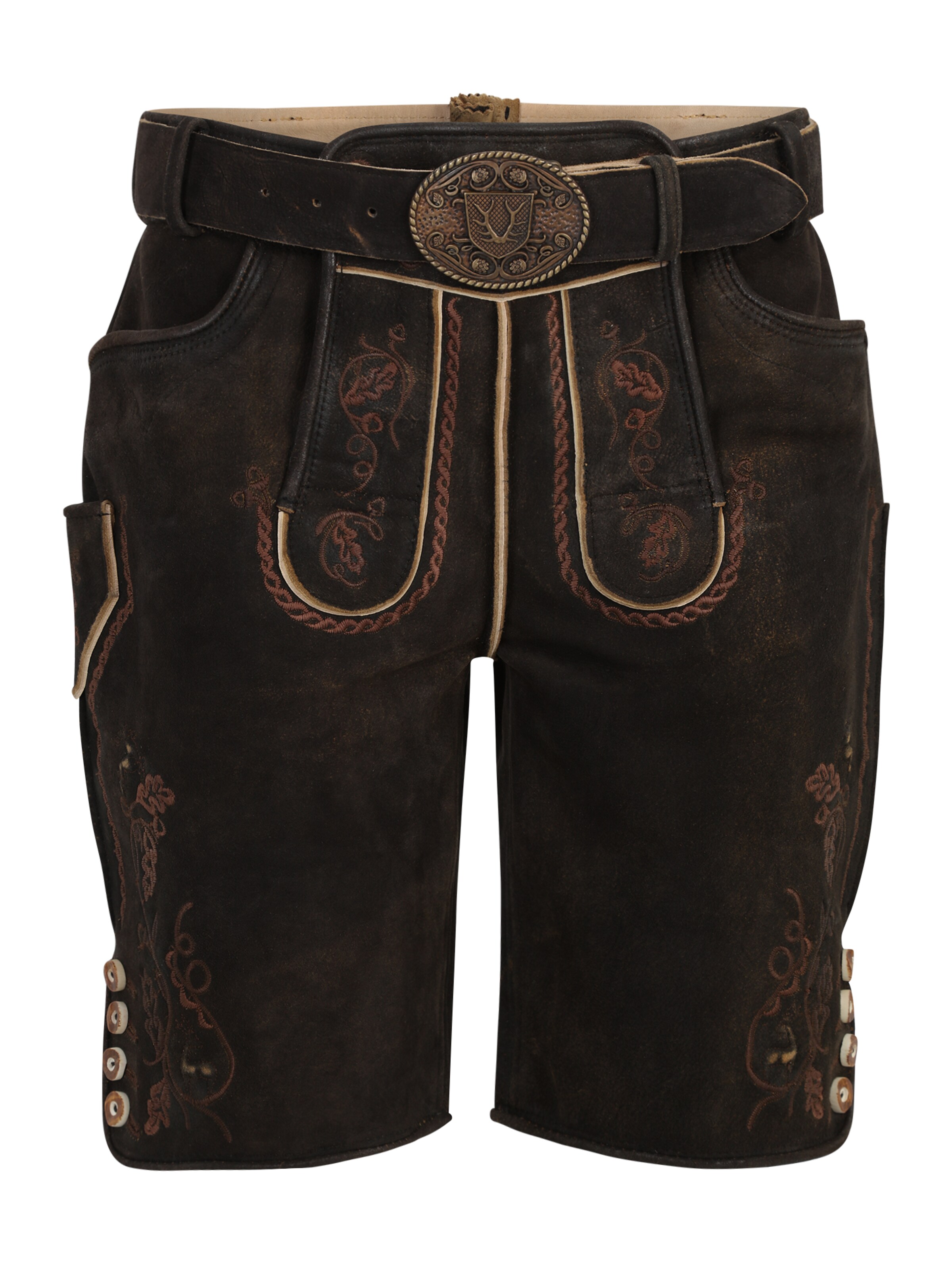 Regular Pantalon folklorique Krüger Buam en marron : devant