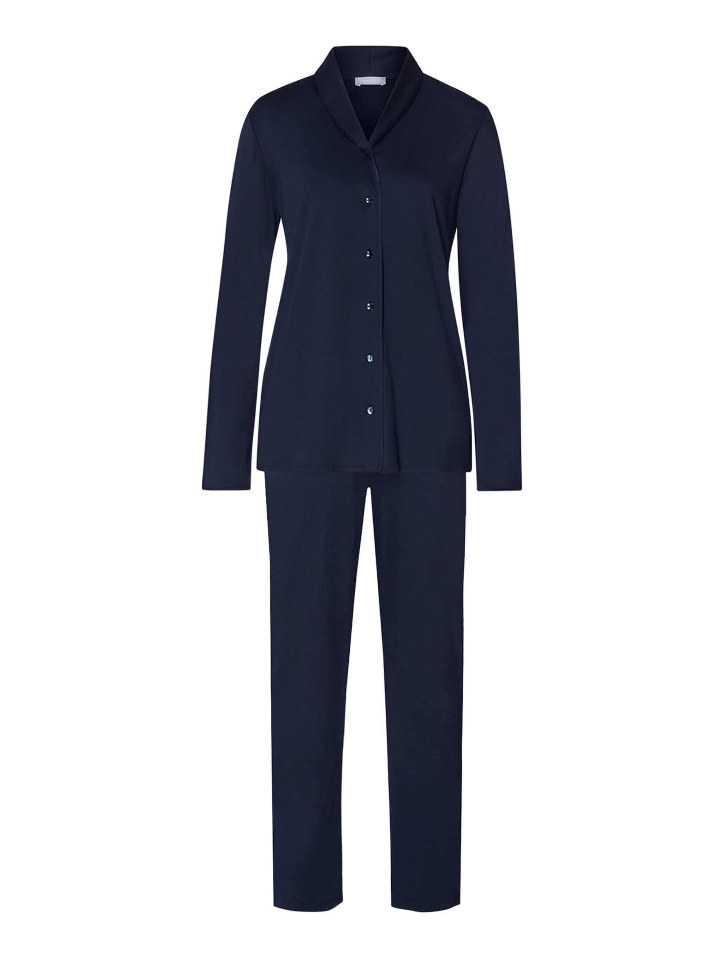 Hanro Pyjama ' Cotton Silk ' in Blauw: voorkant