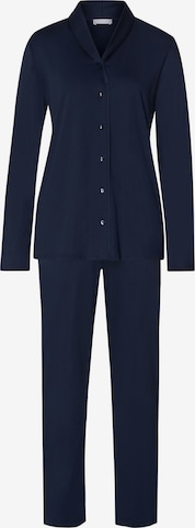 Hanro Pyjama ' Cotton Silk ' in Blauw: voorkant