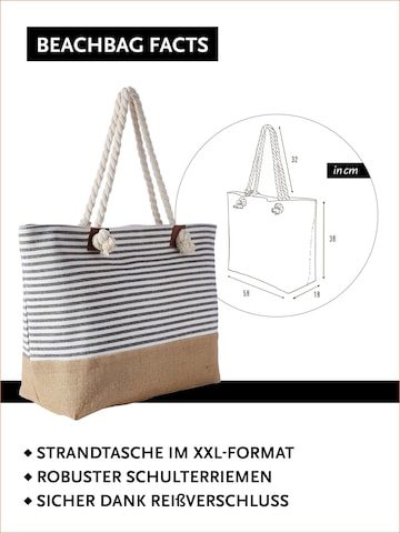 DonDon Strandtasche 'DonDon Strandtasche mit Reißverschluss Shopper Beach bag Badetasche - Paisley'‌‌‌‌‌‌‌ in Grau: Vorderseite