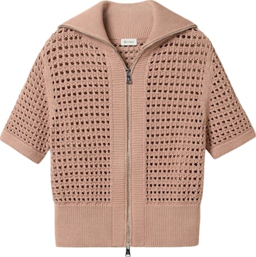 Lilysilk Strickjacke 'Toscana Pointelle Strickjacke mit Doppelreißverschluss' in Braun: Vorderseite
