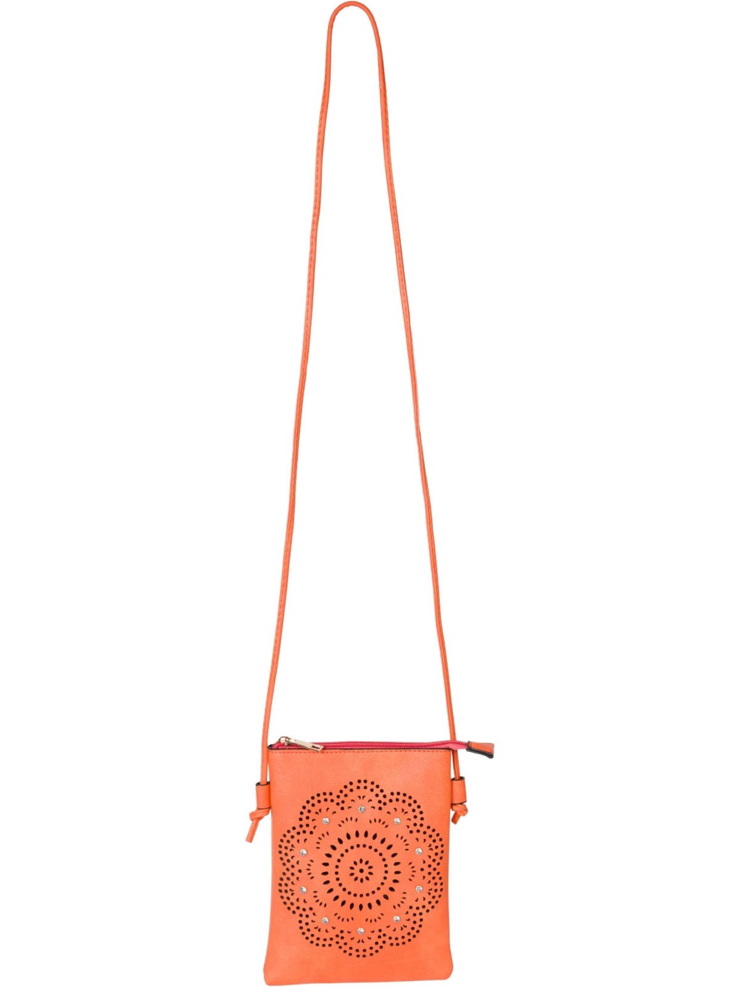 styleBREAKER Umhängetasche 'Mini Umhängetasche Blumen Cutout und Strass'‌‌‌‌‌‌‌ in Orange