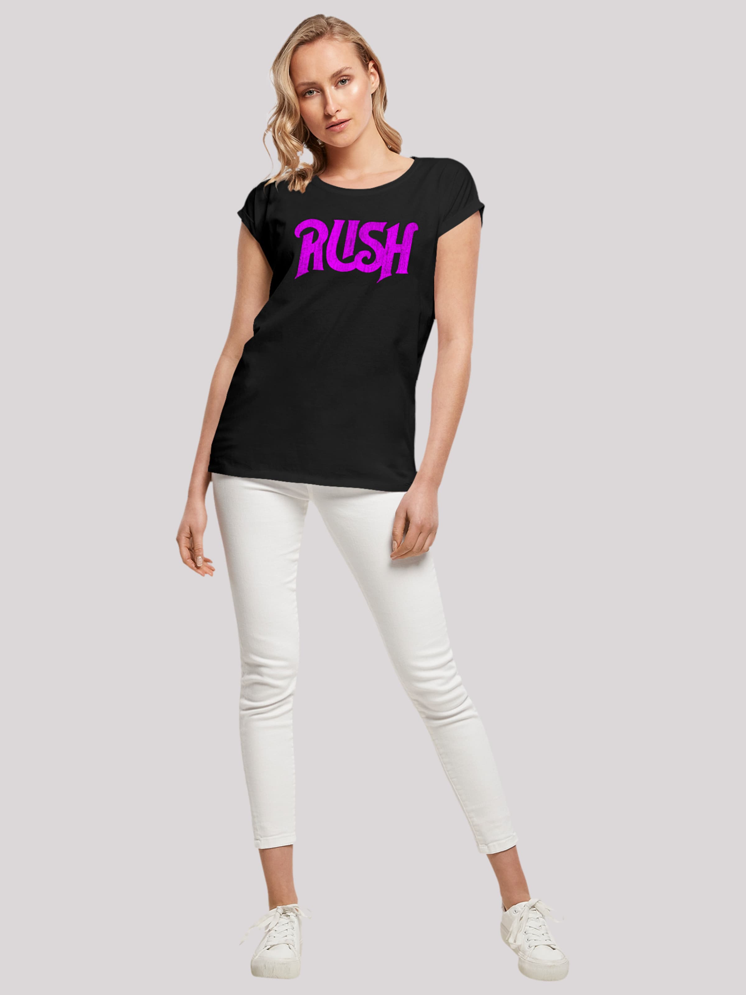 F4NT4STIC Shirt 'Rush Rock Band Distressed Logo' in Black | ABOUT YOU