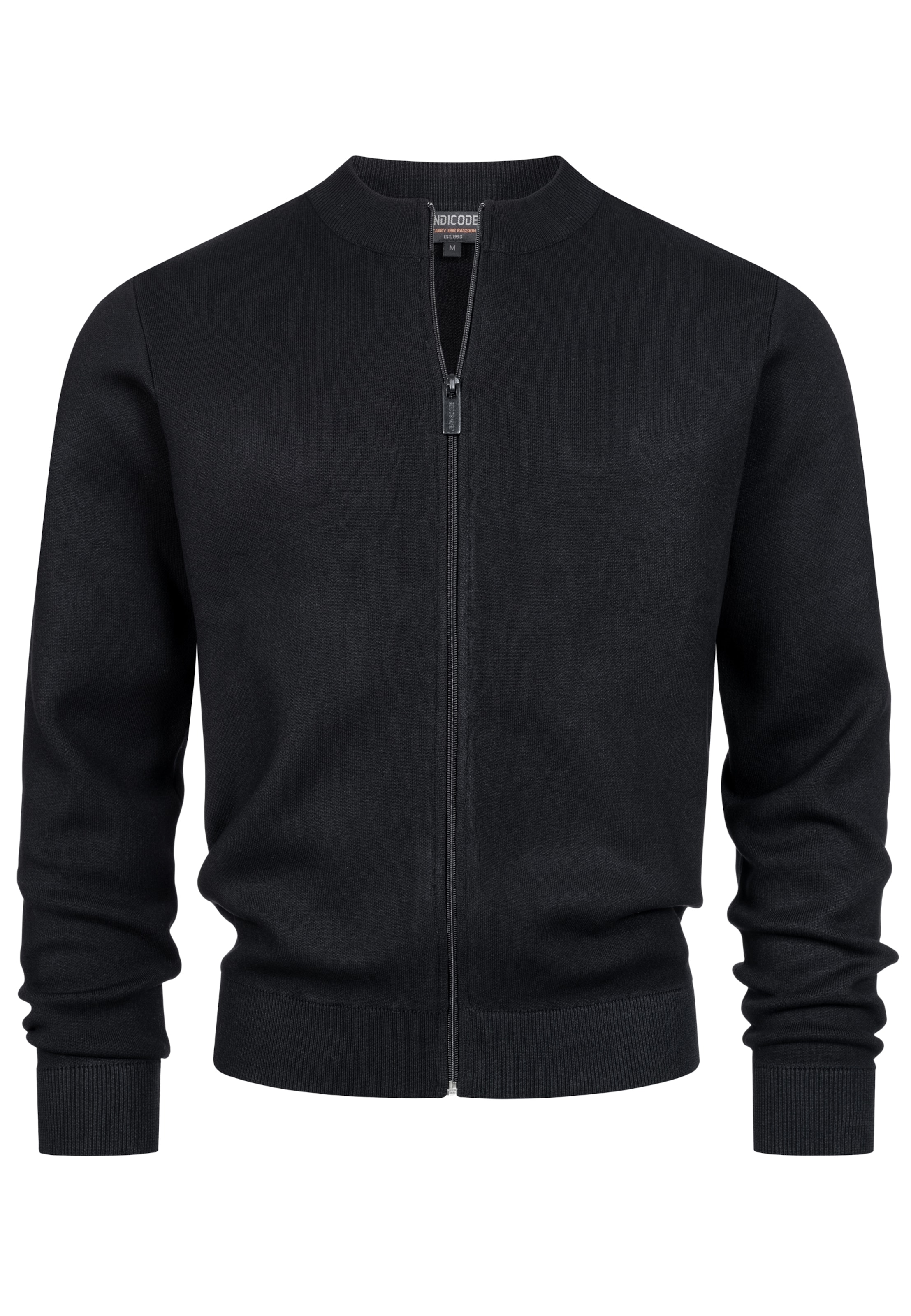 INDICODE JEANS Strickjacke 'Laos' in Schwarz: Vorderseite