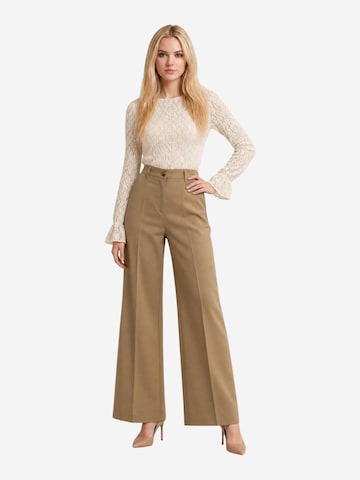 I AM Wide leg Pantalon 'Pantaloni Cotone Vita Alta 13528' in Beige