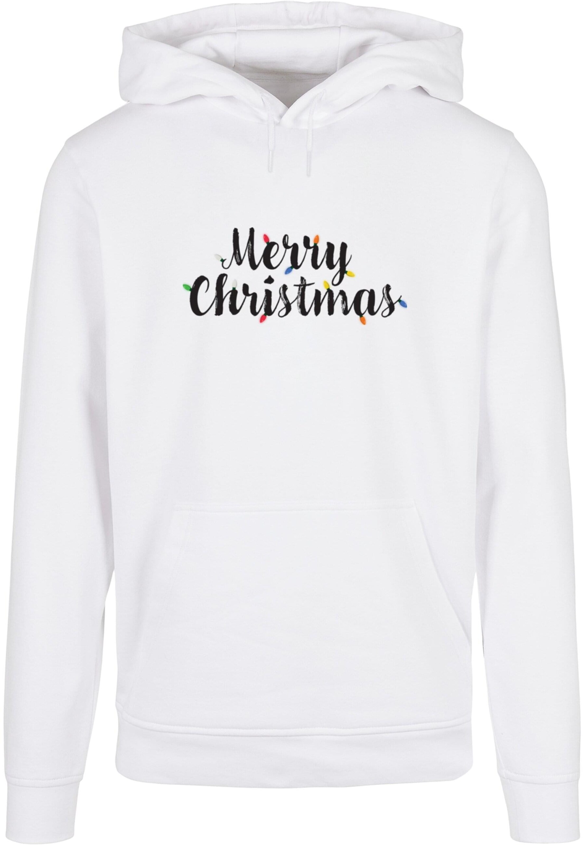 Merchcode Sweatshirt 'Merry Christmas Lights' in Wit: voorkant