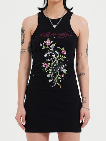Robe 'Panther und Blumen' Ed Hardy en noir