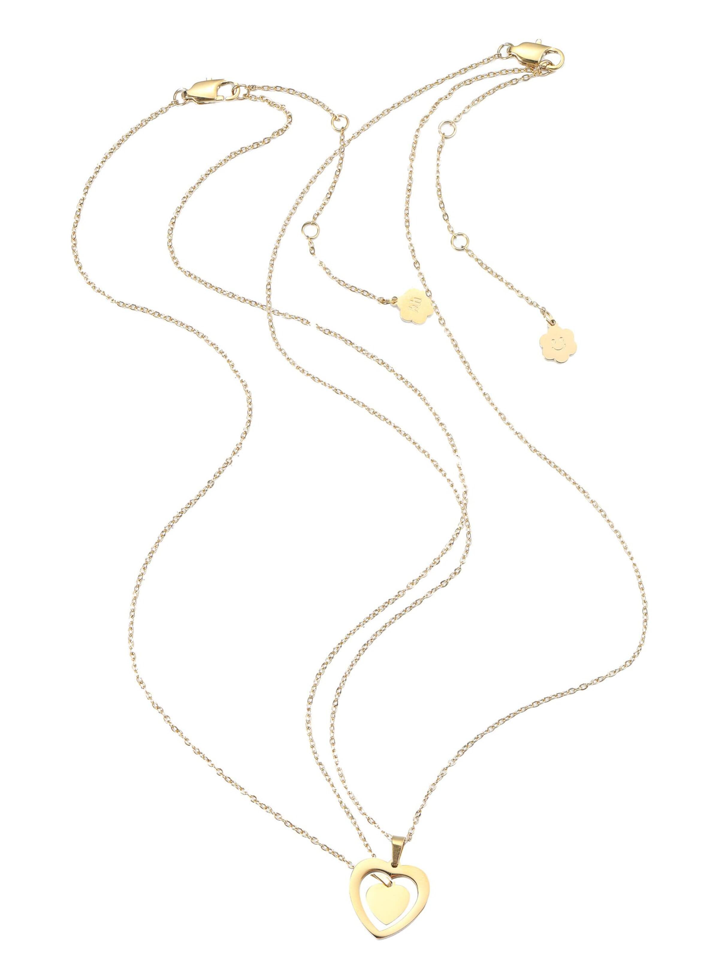 Hey Happiness Ketting 'Connected Mother and Daughter Heart' in Goud: voorkant