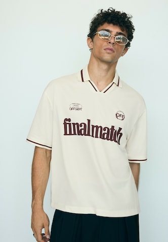 Bershka Тениска 'FINAL MATCH' в бежово: отпред