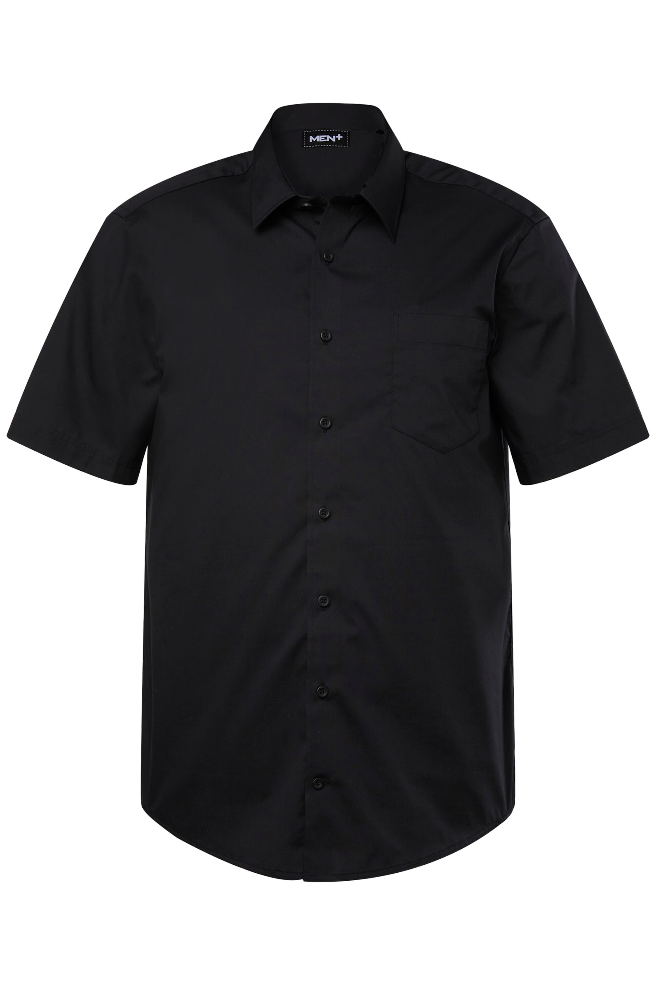 Men Plus Comfort fit Overhemd in Zwart: voorkant