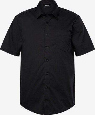 Men Plus Button Up Shirt in Black: front