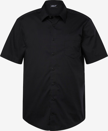 Men Plus Comfort fit Overhemd in Zwart: voorkant
