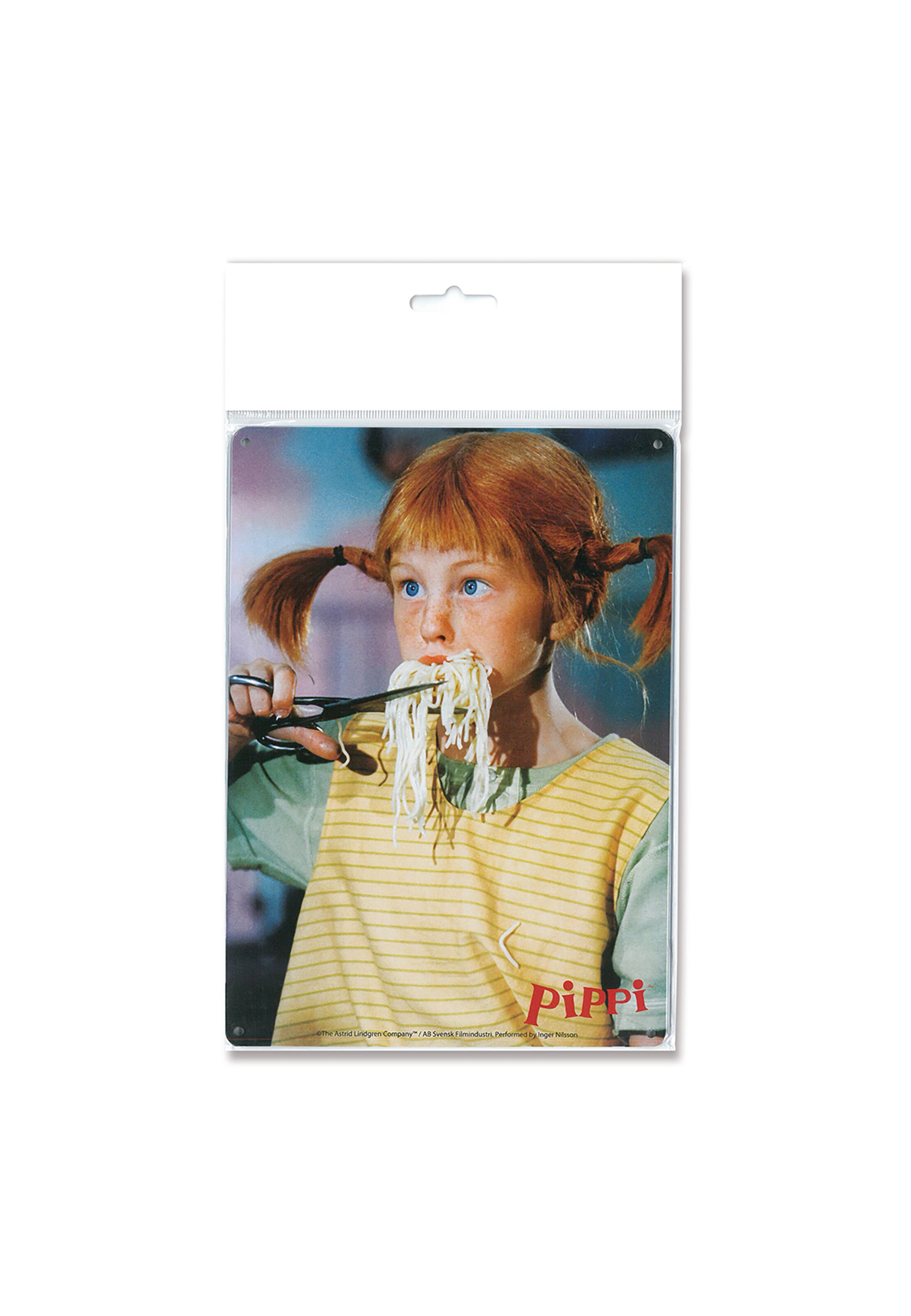 LOGOSHIRT Blechschild Pippi-Langstrumpf - Spaghetti DIN A5 in Mischfarben