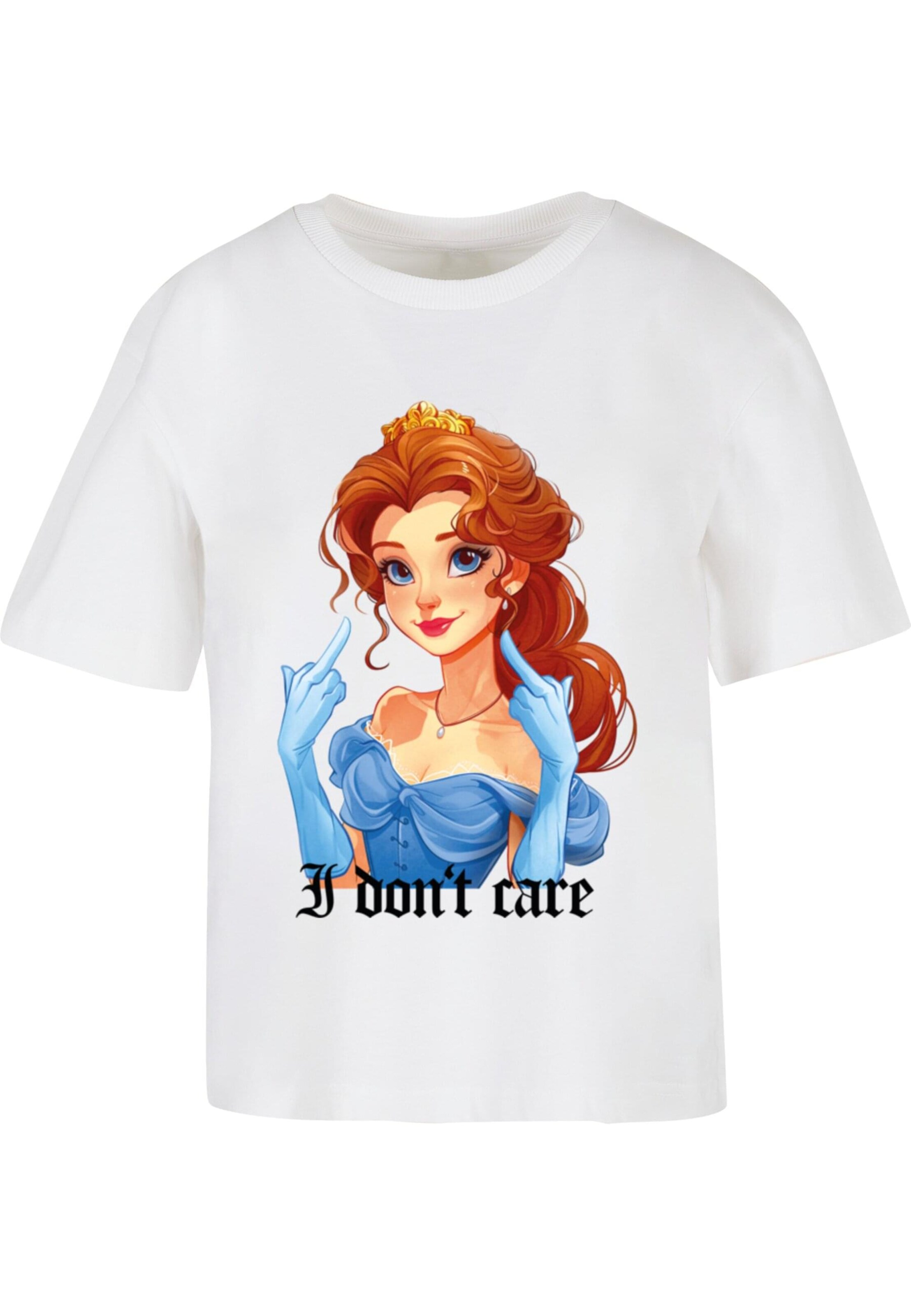 Miss Tee - Camisa 'Don't Care' em branco: frente