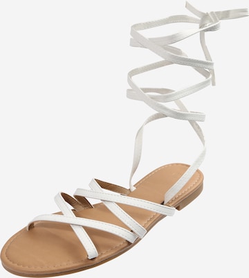 Nasty Gal Strap Sandals in White: front