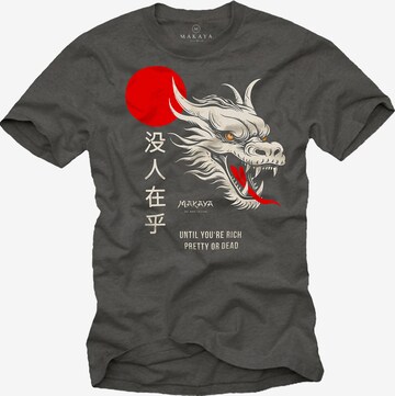 MAKAYA Shirt 'Nobody Cares Drache' in Grey: front