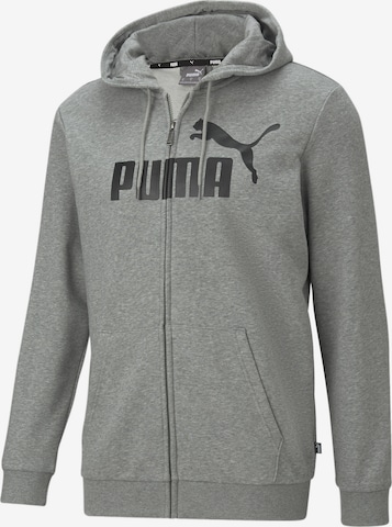 PUMA Athletic Zip-Up Hoodie 'Essentials' in Grey: front