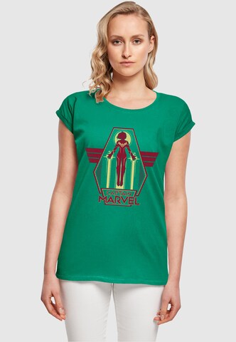 ABSOLUTE CULT Shirt 'Captain Marvel - Flying Warrior' in Groen: voorkant