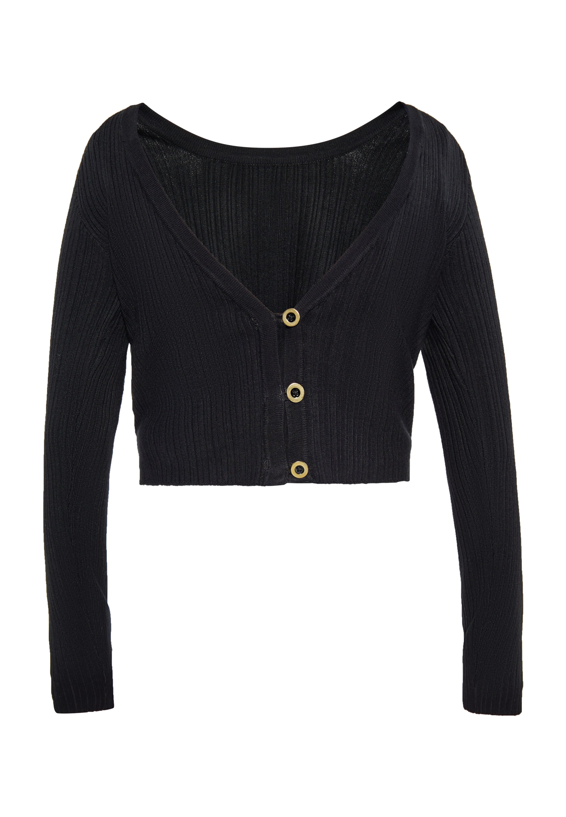 NAEMI Gebreid vest in Zwart: voorkant