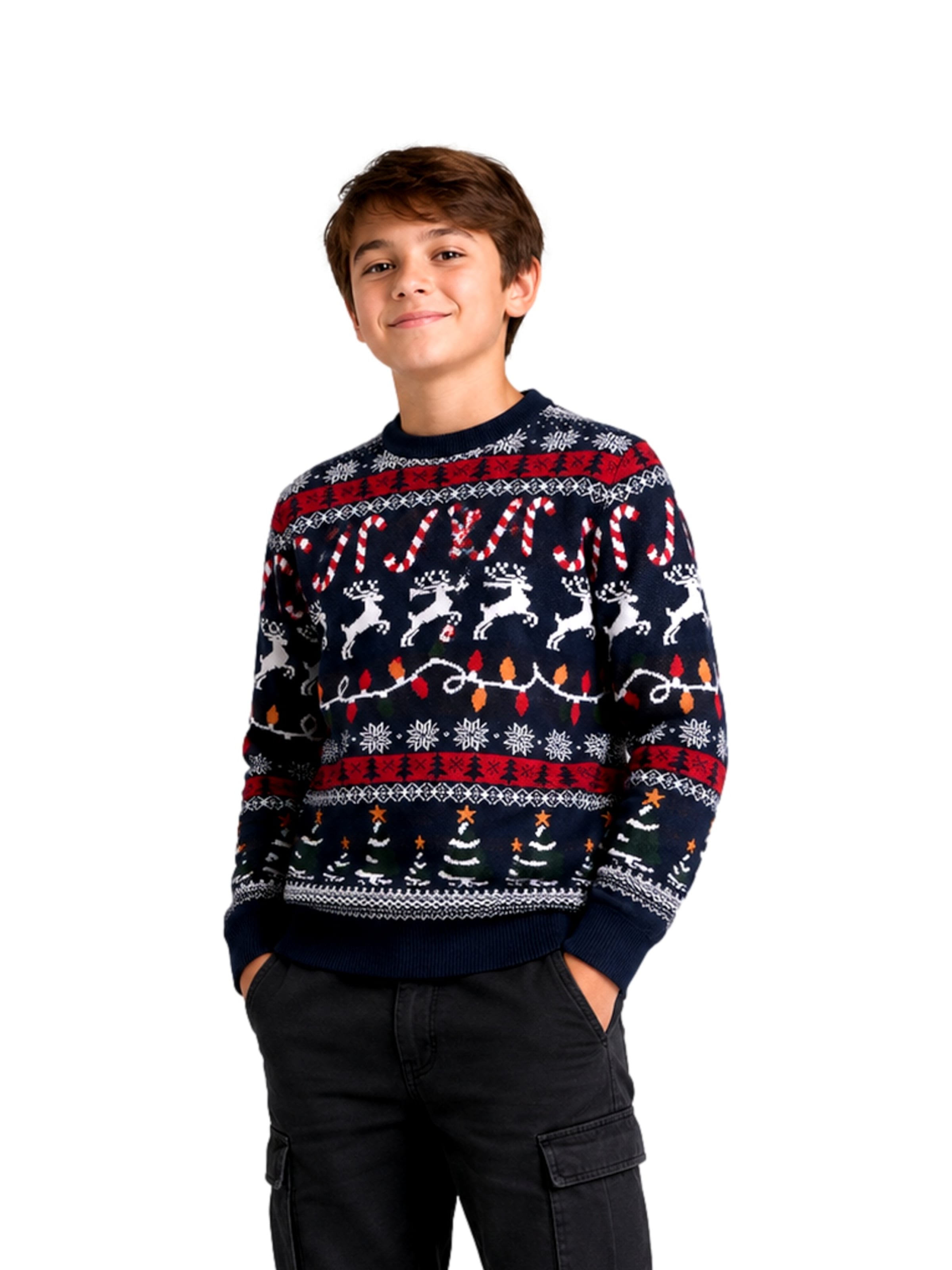 Jack & Jones Junior Sweater 'JJXMAS SANTA' in Blue: front