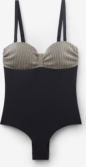 CALZEDONIA Badeanzug 'GOLDEN STRIPES' in hellbraun / schwarz / weiß, Produktansicht