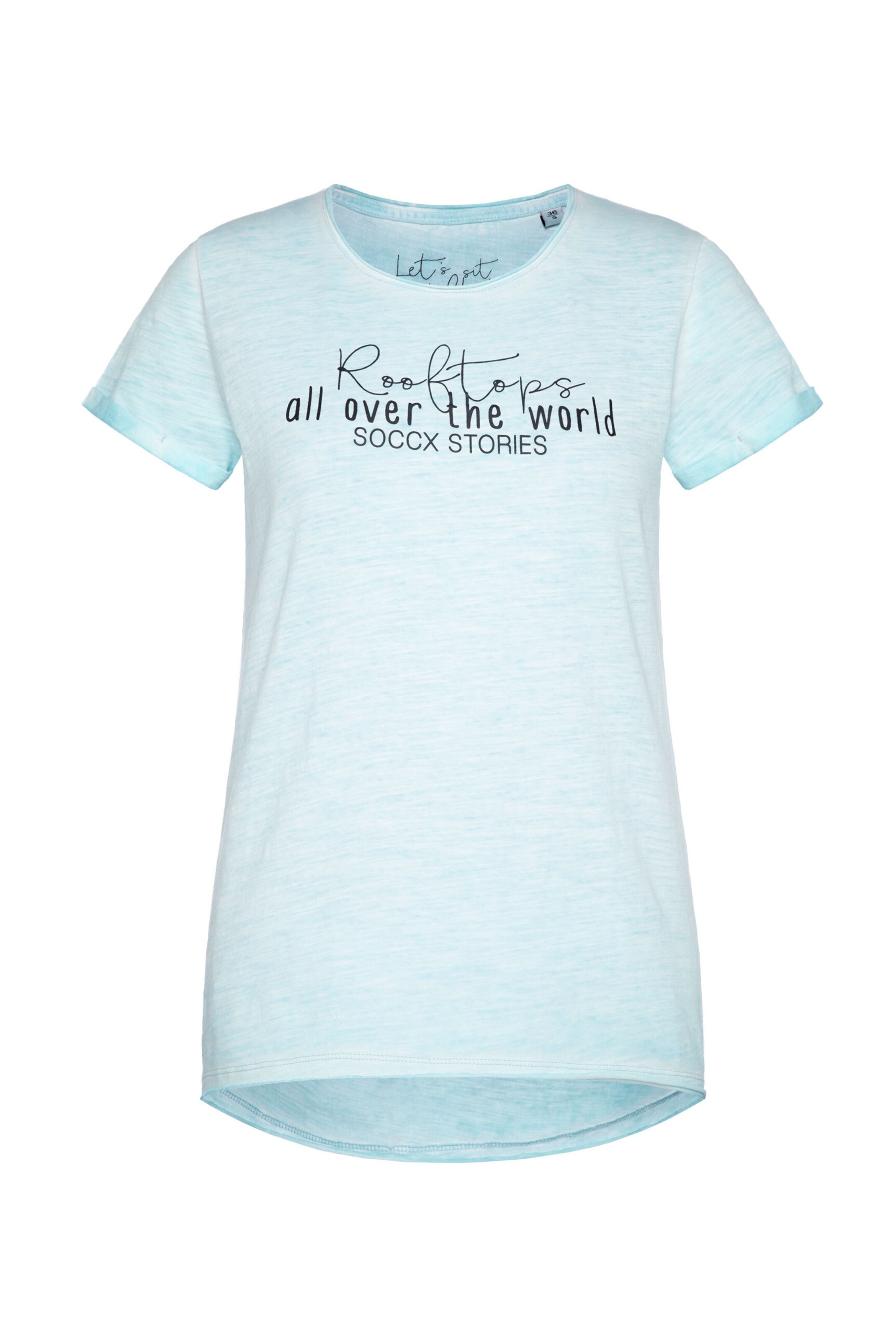 Soccx T-Shirt im Used Look mit Label Prints in Blau: Vorderseite