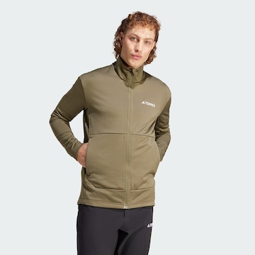 ADIDAS TERREX Athletic Fleece Jacket in Green: front