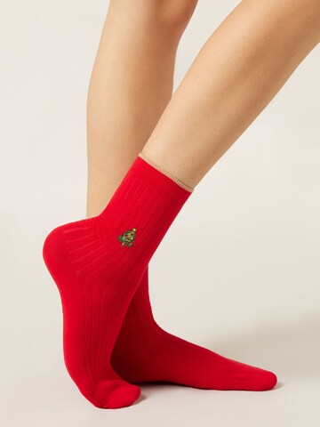 CALZEDONIA Socken 'Christmas' in Rot
