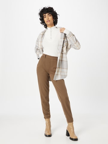 OBJECT Slim fit Pleat-Front Pants 'Lisa' in Brown