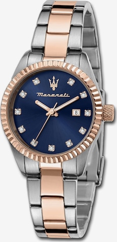 Montre à affichage analogique Maserati en argent : devant