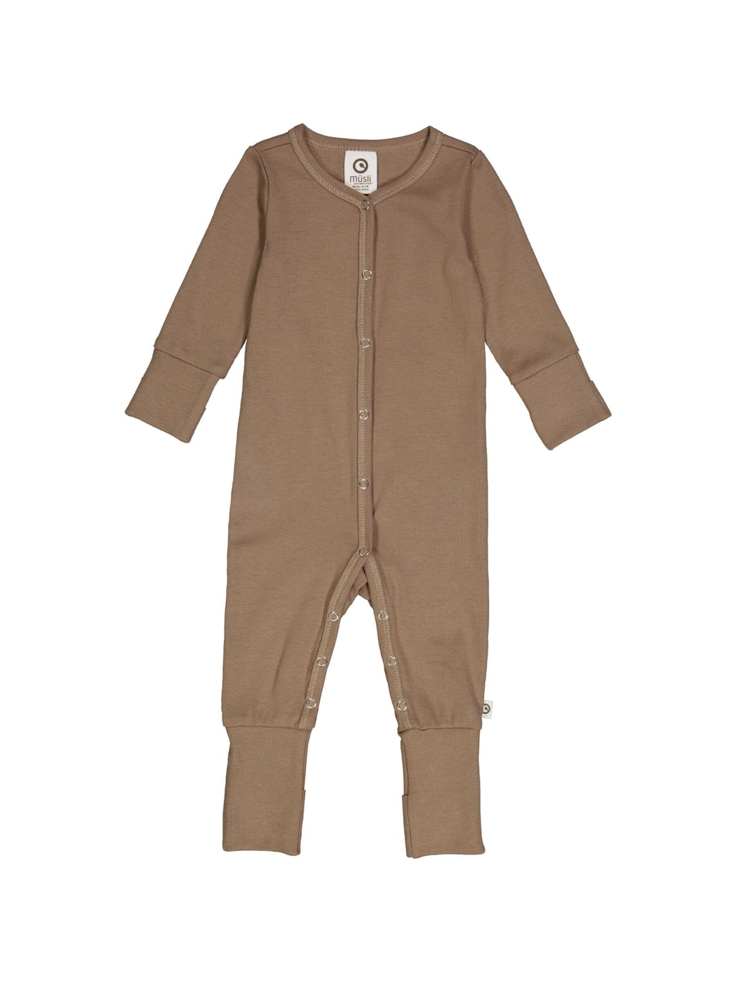 Barboteuse / body Müsli by GREEN COTTON en marron : devant