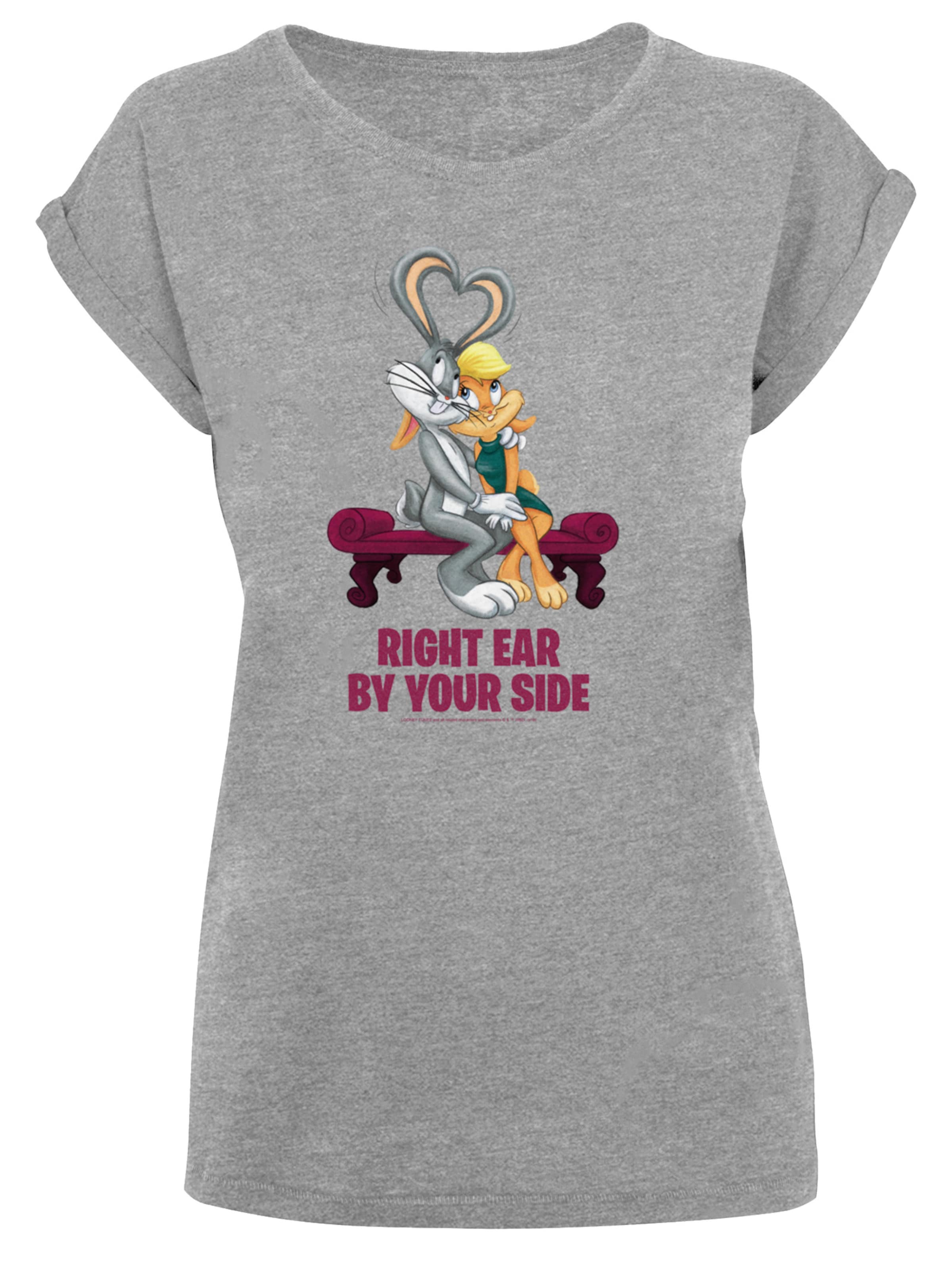 F4NT4STIC Shirt 'Looney Tunes Bugs And Lola Valentine's Cuddle' in Grijs: voorkant