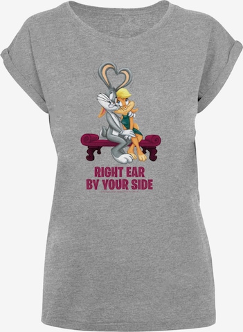 F4NT4STIC Shirt 'Looney Tunes Bugs And Lola Valentine's Cuddle' in Grijs: voorkant