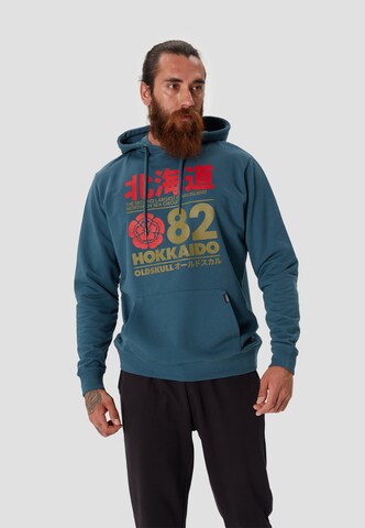 Oldskull Sweatshirt 'Retro Japan Island' in Groen: voorkant