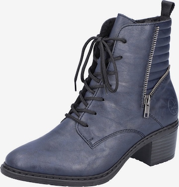 Rieker Lace-Up Ankle Boots in Blue: front