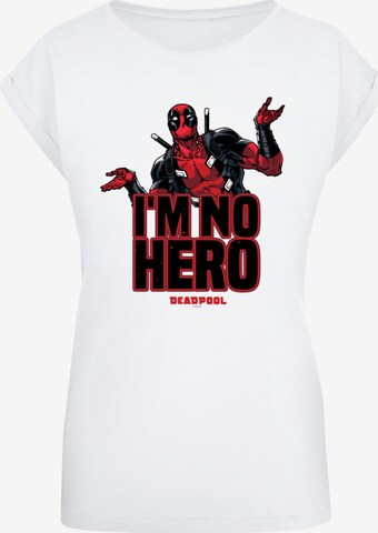 ABSOLUTE CULT Shirt 'Deadpool - I Am No Hero' in White: front