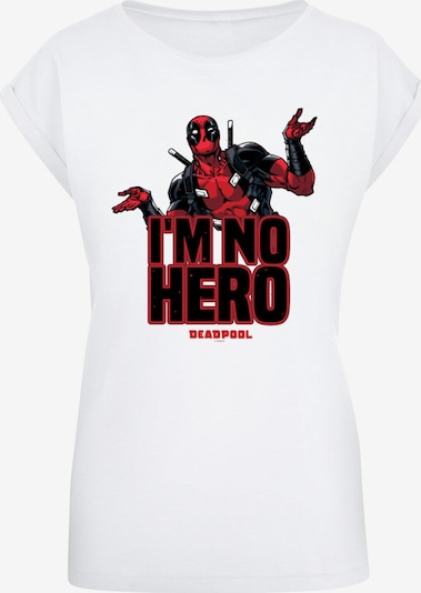 ABSOLUTE CULT T-Shirt 'Deadpool - I Am No Hero' in dunkelgrau / rot / schwarz / weiß, Produktansicht