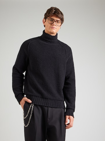 HUGO Πουλόβερ 'San Rudi' σε μαύρο: μπροστά