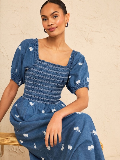 love & roses Robe en crème / bleu denim, Vue avec produit